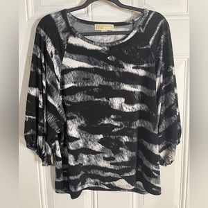 Michael Kors Black & White Long Sleeve Blouse